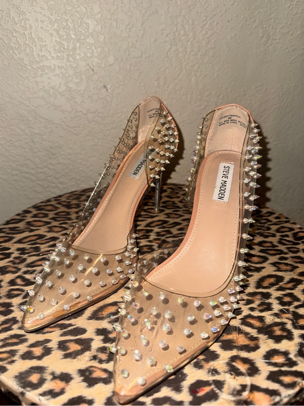 Steve Madden Clear Spiked Heels sz9